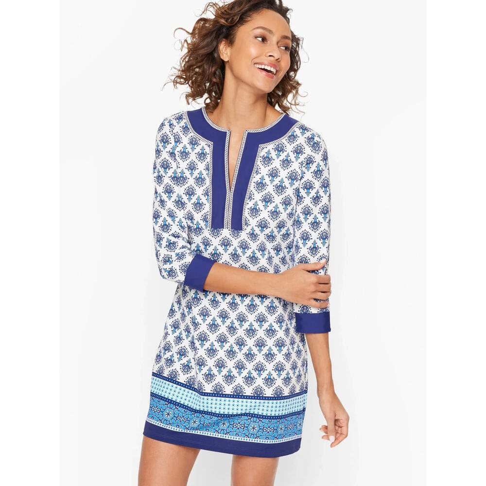 Cabana Life Blue and White Printed Mini Dress